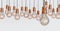 Light bulbs hanging with orange filament