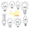 Light bulbs icon set. concept of big ideas inspiration, innovation, invention, effective thinking. CFL lamp. Isolated. Vector il