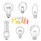 Light bulbs icon set. concept of big ideas inspiration, innovation, invention, effective thinking. CFL lamp. Isolated. Vector il