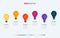 Light bulbs infographic template. 6 options  design with beautiful colors. Vector timeline elements for presentations.