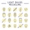 Light bulbs recycling icons set