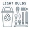 Light bulbs recycling illustration with trash, dumpster and lettering