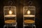 light bulbs on white hanging cage. Interior decor