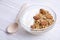 Light carbohydrate and protein rich granola all-day energy breakfast