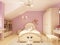 Light children`s room in a classical style for a girl
