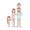 Light color caricature faceless big family parents with boy on his back and daugther taken hands