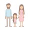 Light color caricature faceless family with father bearded and mom with long hair with little girl taken hands