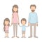 Light color caricature faceless family group with parents and children taken hands