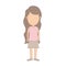 Light color caricature faceless full body girl with wavy long hair in skirt