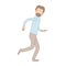 Light color caricature faceless full body male person with beard and moustache running