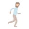 Light color caricature faceless full body man with beard and moustache running