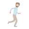 Light color caricature faceless full body man bearded running