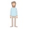 Light color caricature full body man with beard and moustache with clothing