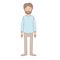 Light color caricature full body man bearded with clothing