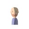 Light color shading caricature side view half body bald man bearded