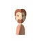 Light color shading caricature side view man with moustache and beard