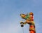 Light column dragon from Chinese Temple on sky background