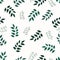 Light and dark branches with leaves on white background. Seamless pattern.