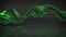Light emitting green twisted spiral shape 3D render illustration