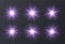 Light flares set isolated on transparent background. Purple lens flares, bokeh, sparkles, shining stars collection.