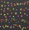 Light garlands. Glowing christmas multi-colored lights for greeting cards or banners, posters. Realistic led neon lamps