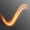 Light glow effect swirl vector line trail. Magic light glow motion neon background gold fire sparkle effect