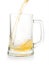 Light golden beer pouring into empty glass pint