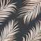 Light golden curved palm leaves pattern on dark background. Tropical concept. Creative layout