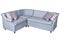 Light gray corner fold-out upholstered in fabric sofa bed, isol