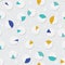 Light gray seamless pattern, circles with colorful sections