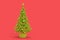 Light green decorated Christmas tree on pink background. 3D rendering