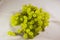 Light green grapes on white cloth