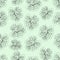 Light Green Hibiscus flower print. Gorgeous nasturtium. Floral Pattern. Trendy seamless background. Fashion Texture. Line drawing.