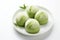 Light green Mochi Ice Cream. Mochi Japanese dessert isolated on white background