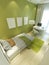 Light green nursery in Contemporary style.