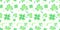 Light green seamless pattern with double shamrock leaves and clover hearts for St. Patrick\\\'s Day