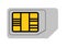 A light grey telecommunication sim card stack in the standard mini micro and nano configuration white backdrop