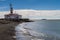 Light house at a mount of Magellan strait between Tierra del Fuego island and mainlad, Chi