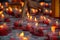 Light the incense sticks with red candle - Spring Festival