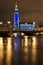 Light installation during December 2023 on Stockholm City Hall