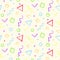 Light kids seamless pattern with color shapes