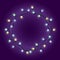 Light lamps garland wreath, front door fairy lights wreath, round place for text with shining bulbs, lighting bounding