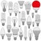 Light lamps set. Colored outlined icons isolated on the white