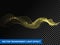 Light line gold swirl effect. Vector glitter light fire flare trace