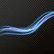 Light line neon blue wave effect. Vector glitter light fire flare trace