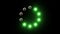 Light loading bar - 30fps - radial, green lights shining on black background