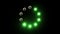 Light loading bar - 30fps - radial, green lights shining on black background