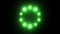 Light loading wheel - 30fps flickering loop - green lights shining on black background, animated rays