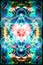 Light merkaba and heart on abstract background. Sacred geometry.