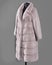 Light mink coat with a straight cut collar and transverse stripes, straight sleeve. Vertical frame